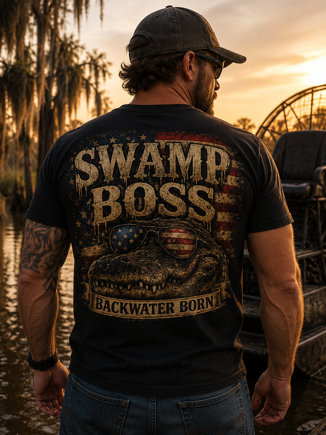 Swamp Boss Patriotic Unisex performance crew neck t-shirt